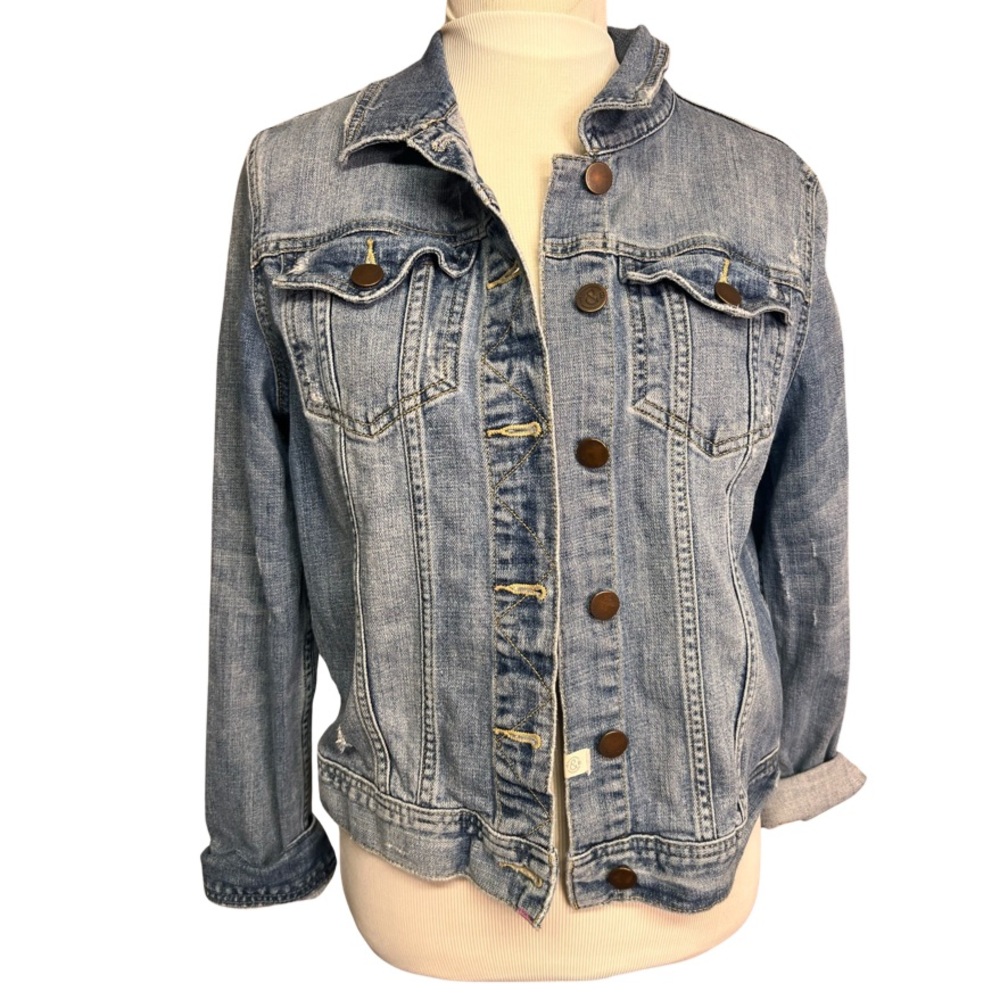 Women’s Treasure & Bond Beige 100% Cotton Jean Jacket Sz S main image 1